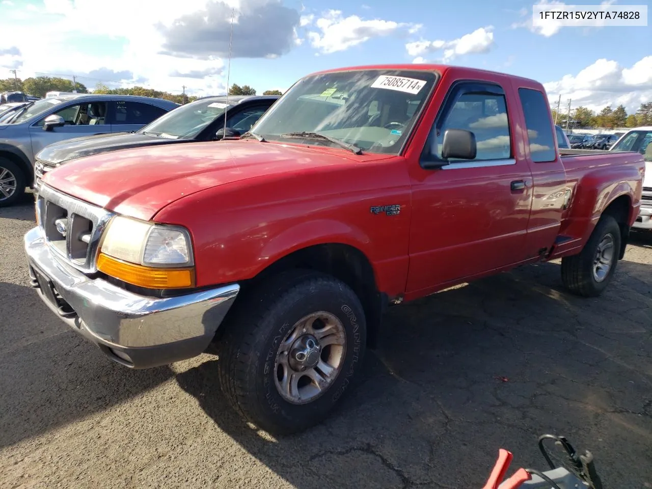 2000 Ford Ranger Super Cab VIN: 1FTZR15V2YTA74828 Lot: 75085714