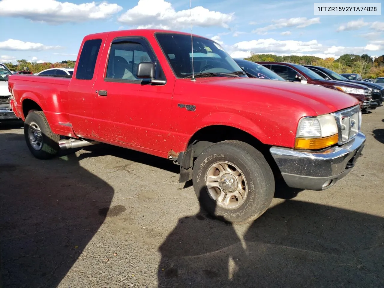 2000 Ford Ranger Super Cab VIN: 1FTZR15V2YTA74828 Lot: 75085714