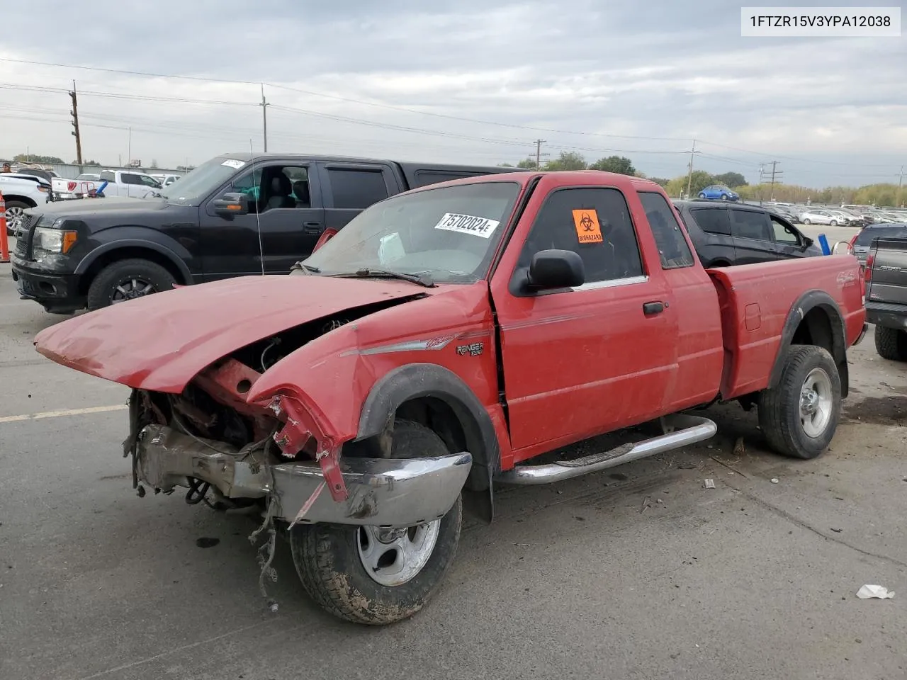 2000 Ford Ranger Super Cab VIN: 1FTZR15V3YPA12038 Lot: 75702024