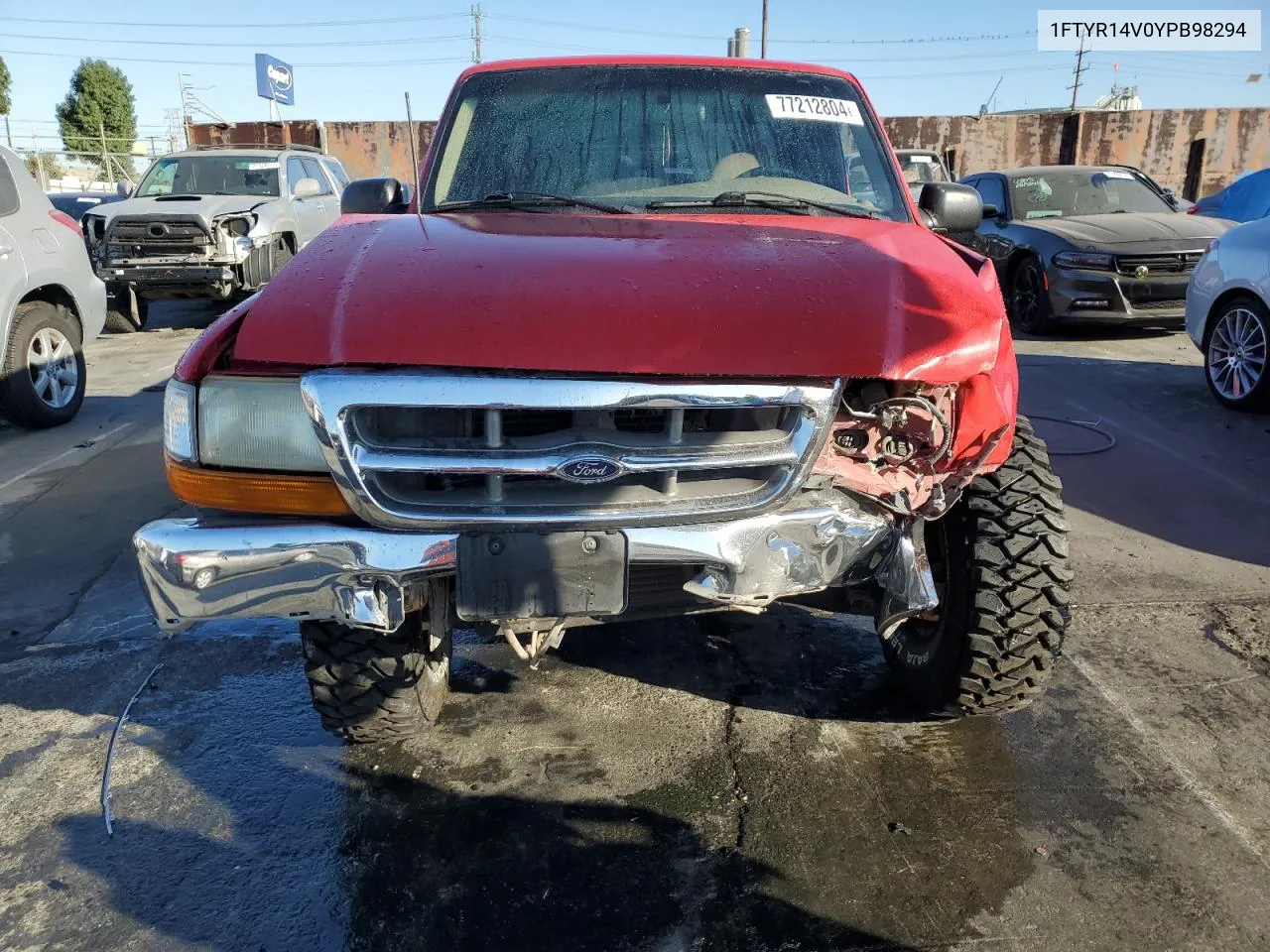 2000 Ford Ranger Super Cab VIN: 1FTYR14V0YPB98294 Lot: 77212804