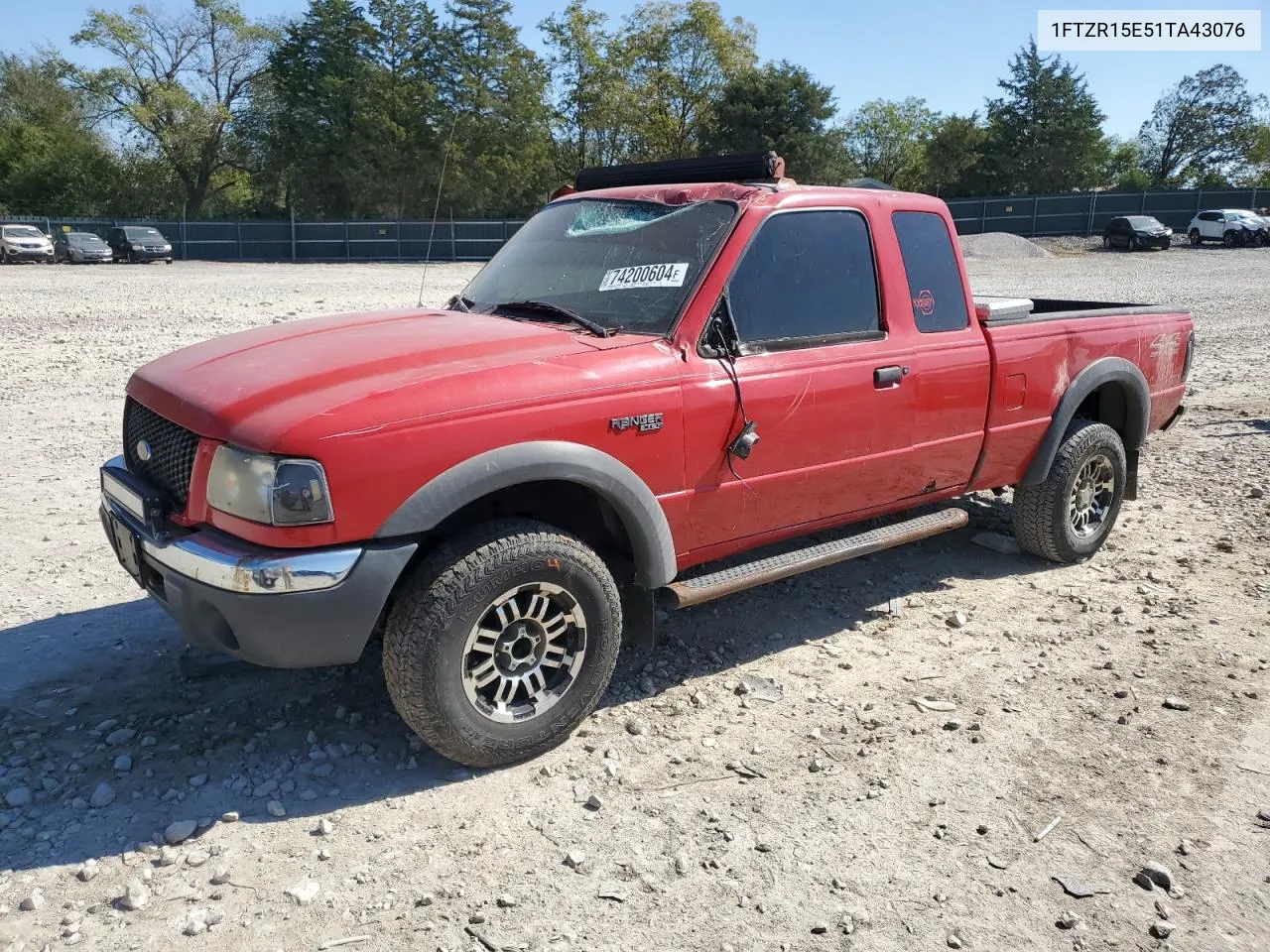 2001 Ford Ranger Super Cab VIN: 1FTZR15E51TA43076 Lot: 74200604