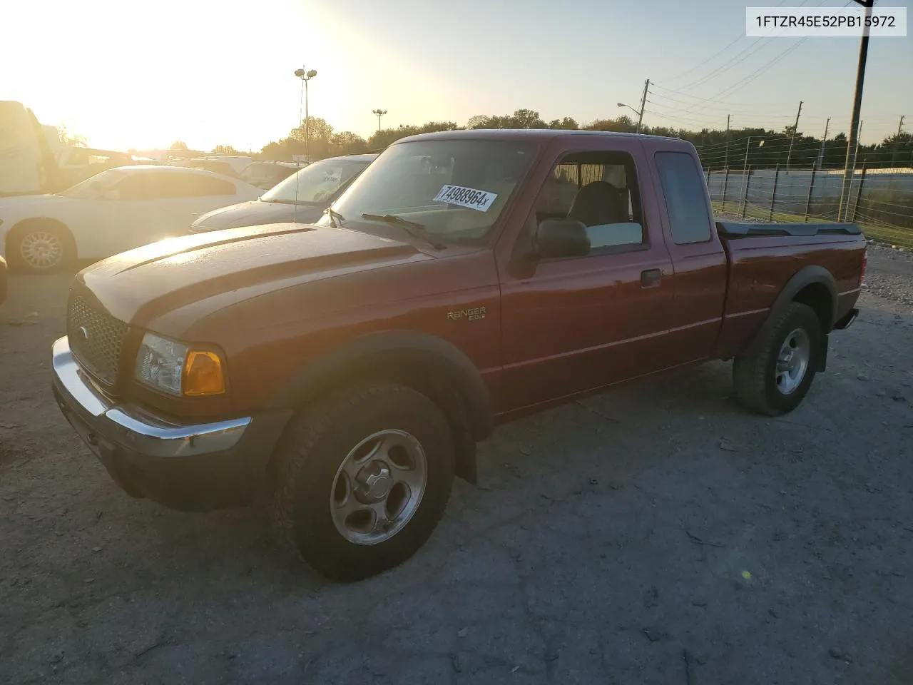 2002 Ford Ranger Super Cab VIN: 1FTZR45E52PB15972 Lot: 74988964