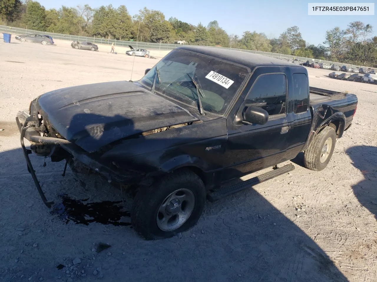 2003 Ford Ranger Super Cab VIN: 1FTZR45E03PB47651 Lot: 74910134