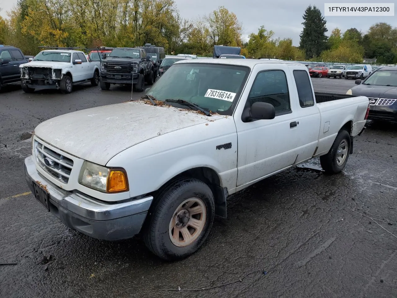 2003 Ford Ranger Super Cab VIN: 1FTYR14V43PA12300 Lot: 78316614