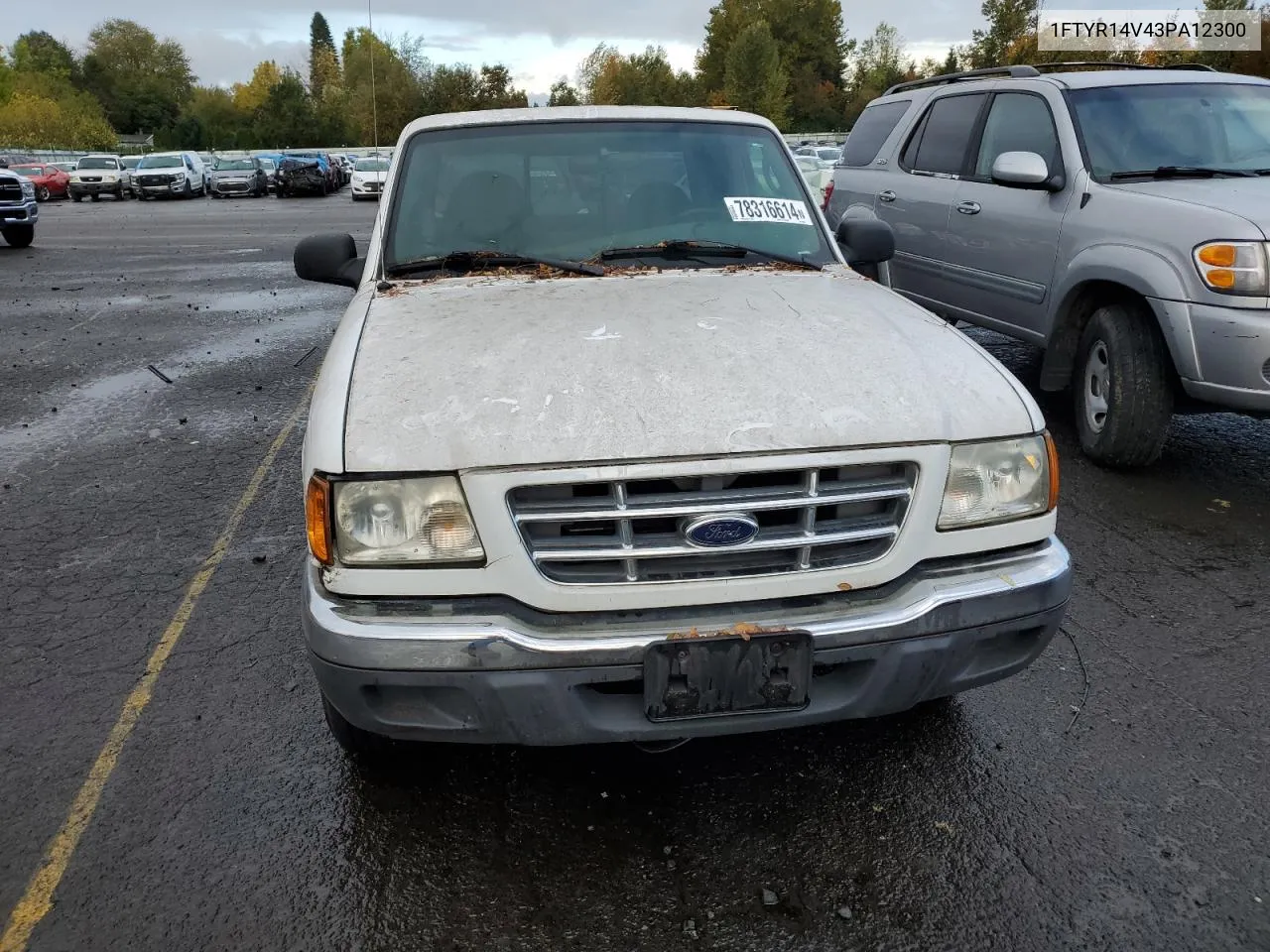 2003 Ford Ranger Super Cab VIN: 1FTYR14V43PA12300 Lot: 78316614