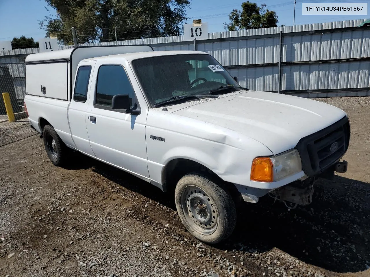 2004 Ford Ranger Super Cab VIN: 1FTYR14U34PB51567 Lot: 65623914