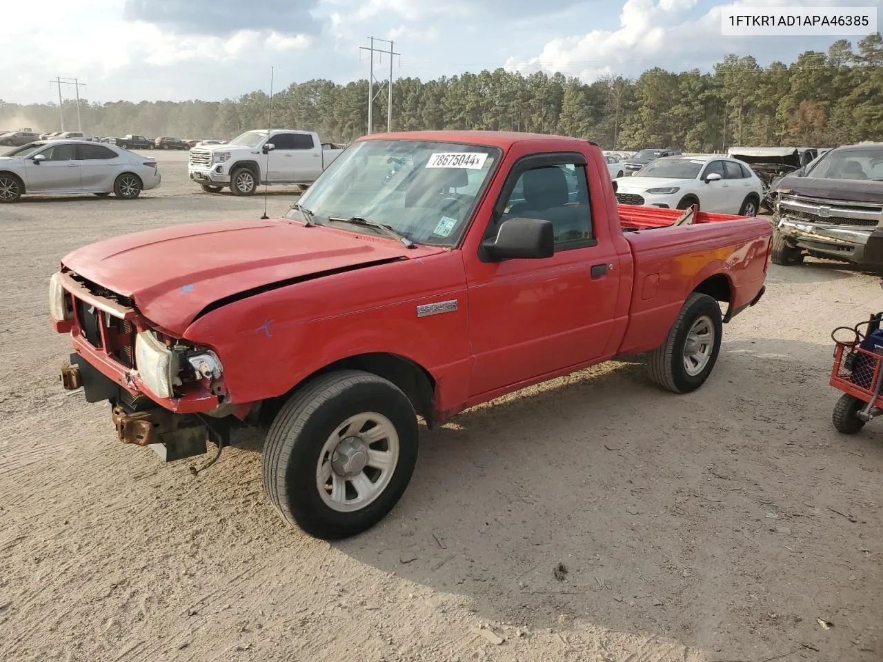 2010 Ford Ranger VIN: 1FTKR1AD1APA46385 Lot: 78675044