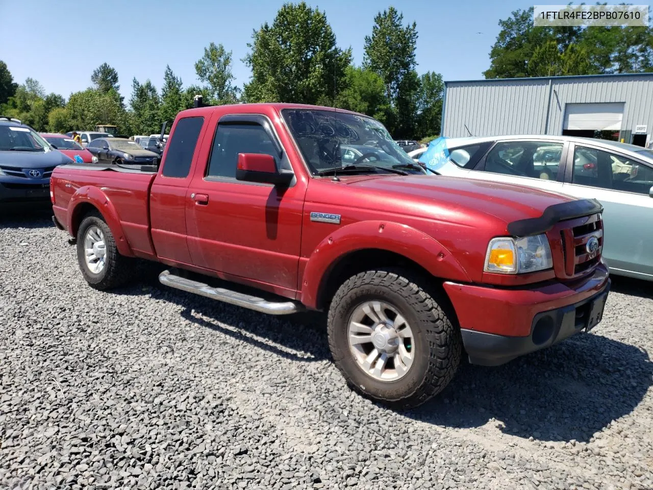 2011 Ford Ranger Super Cab VIN: 1FTLR4FE2BPB07610 Lot: 62528434