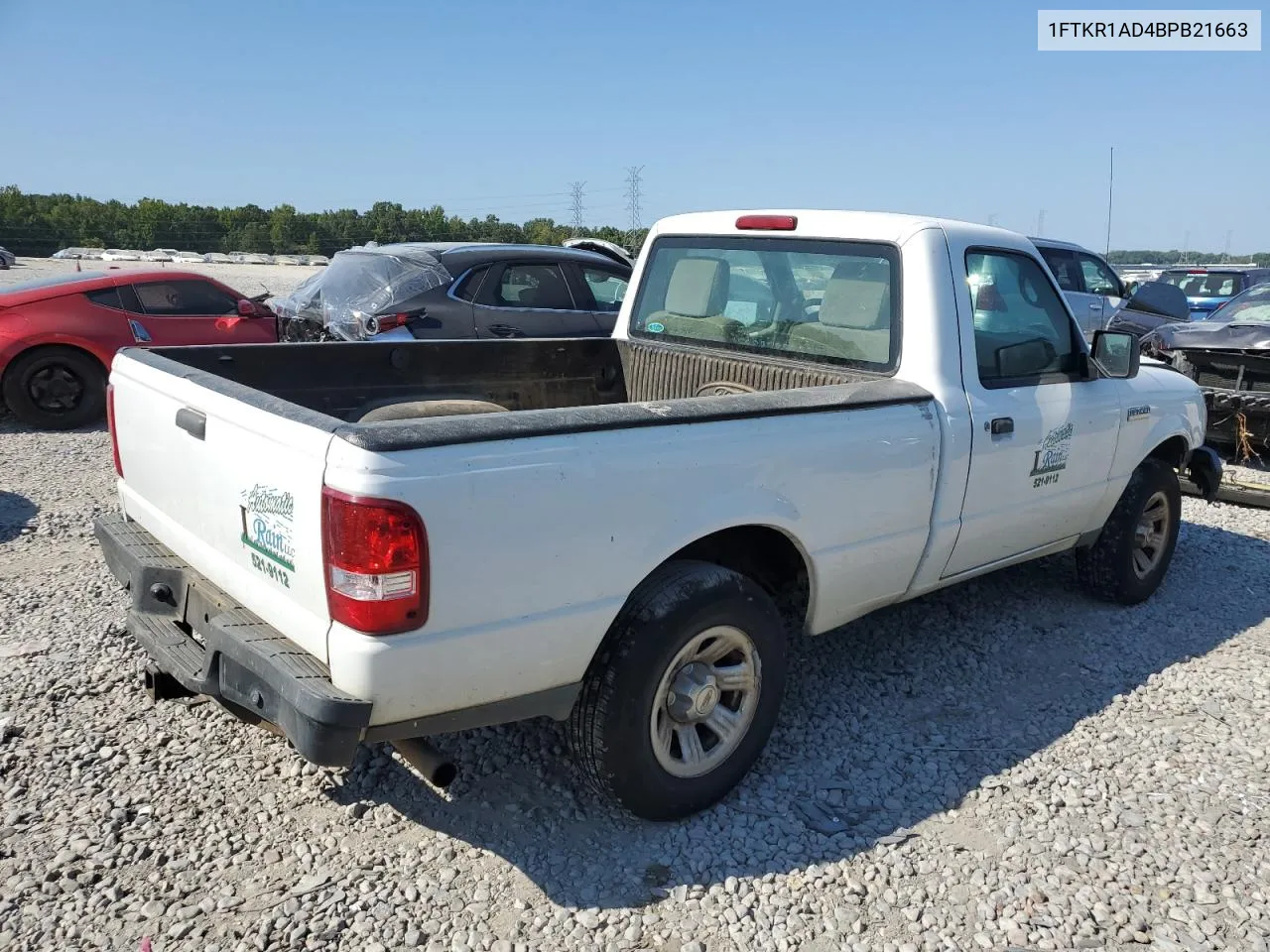 2011 Ford Ranger VIN: 1FTKR1AD4BPB21663 Lot: 68897204