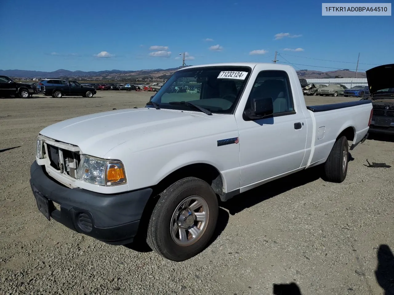 2011 Ford Ranger VIN: 1FTKR1AD0BPA64510 Lot: 71232124