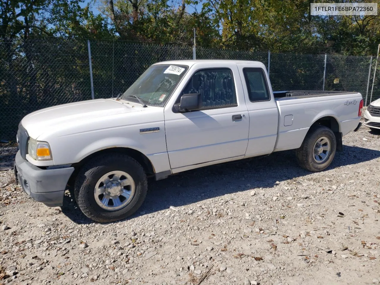 2011 Ford Ranger Super Cab VIN: 1FTLR1FE6BPA72360 Lot: 72539714