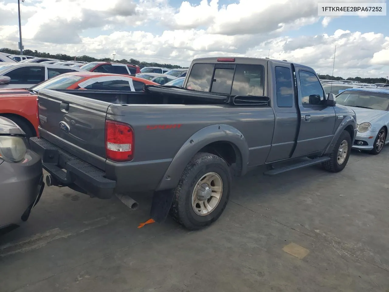 2011 Ford Ranger Super Cab VIN: 1FTKR4EE2BPA67252 Lot: 75099694