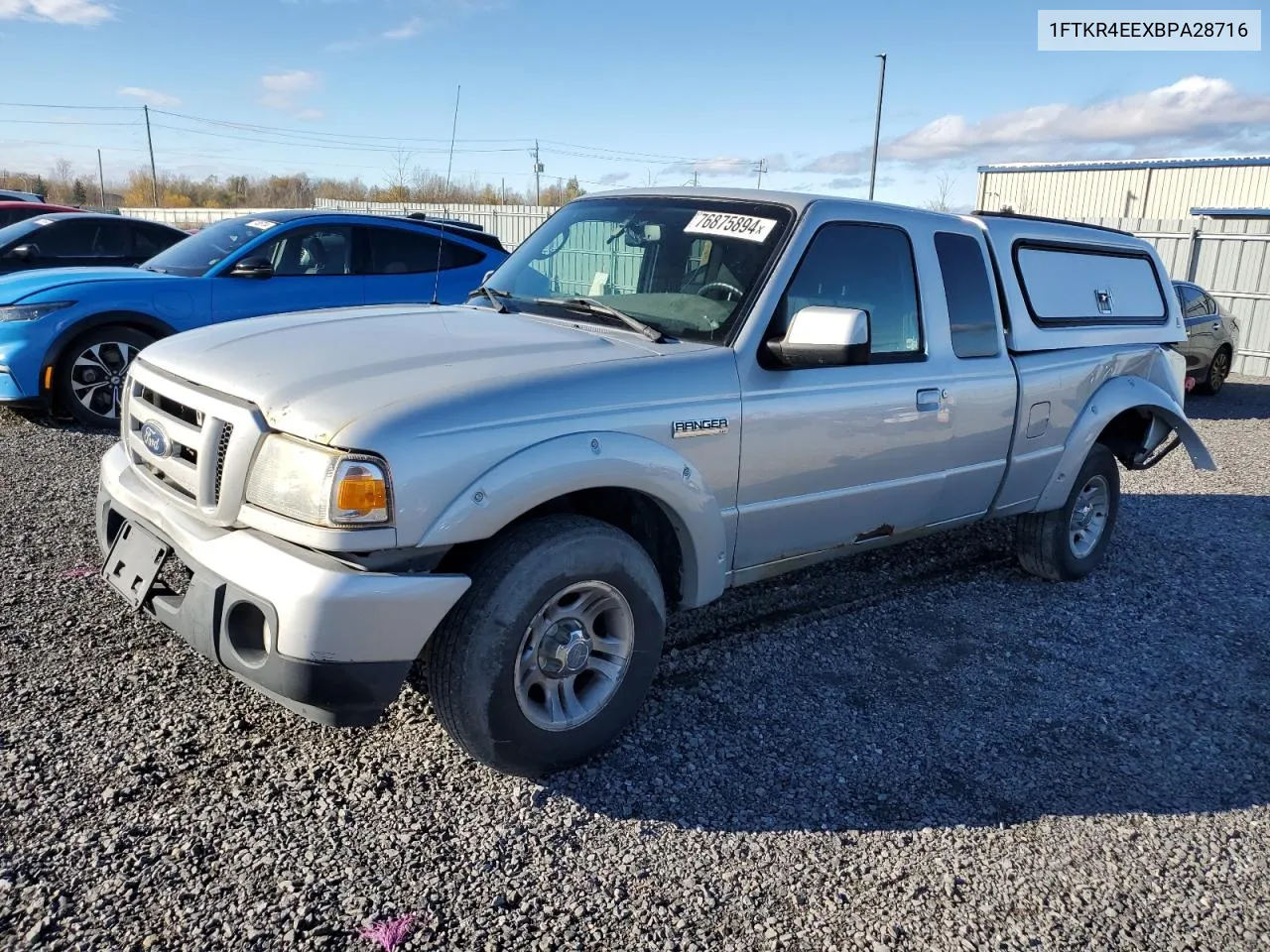 2011 Ford Ranger Super Cab VIN: 1FTKR4EEXBPA28716 Lot: 76875894