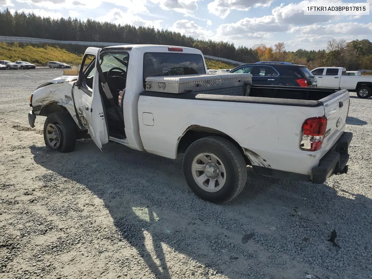 2011 Ford Ranger VIN: 1FTKR1AD3BPB17815 Lot: 78616194