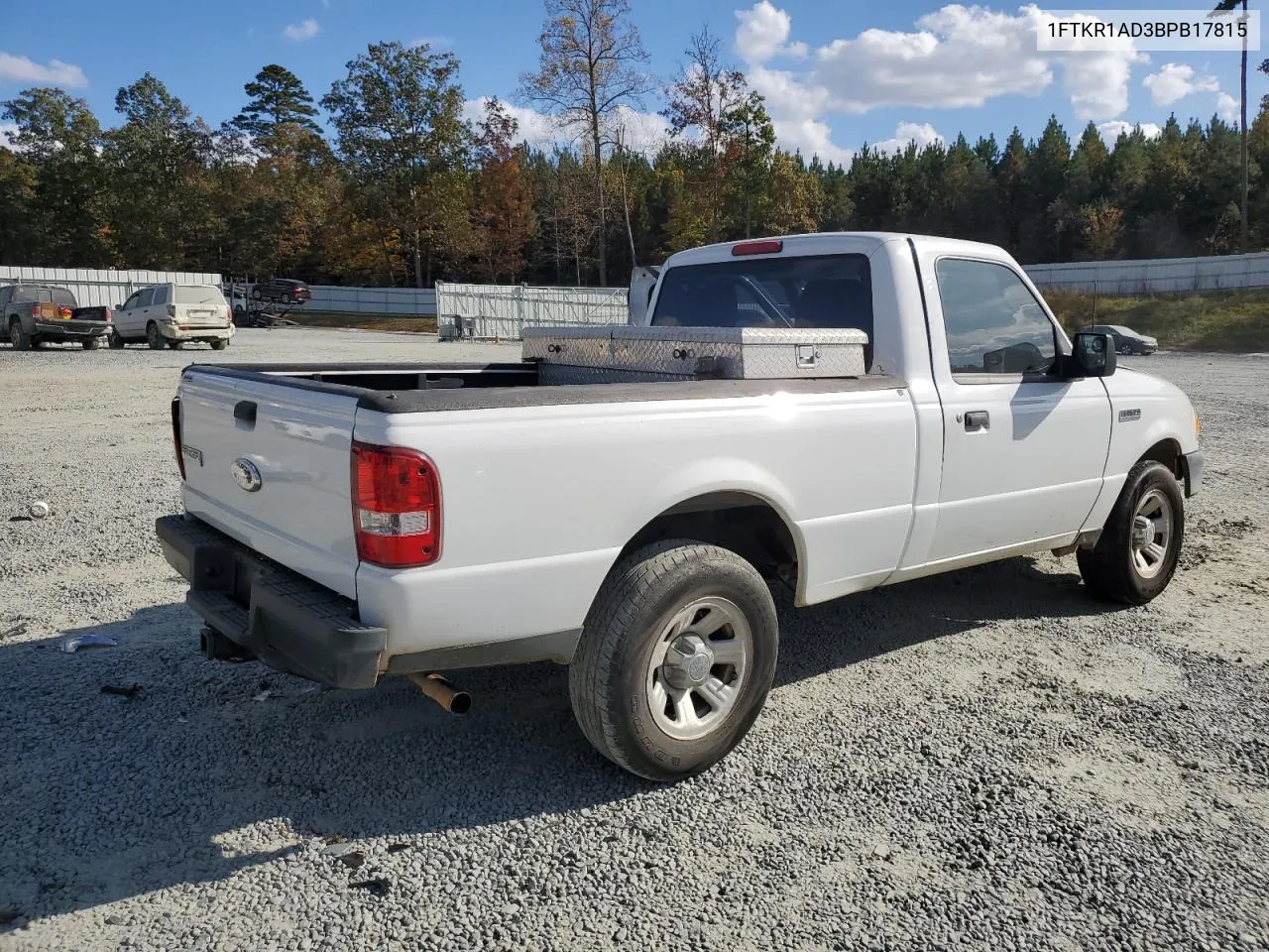 2011 Ford Ranger VIN: 1FTKR1AD3BPB17815 Lot: 78616194