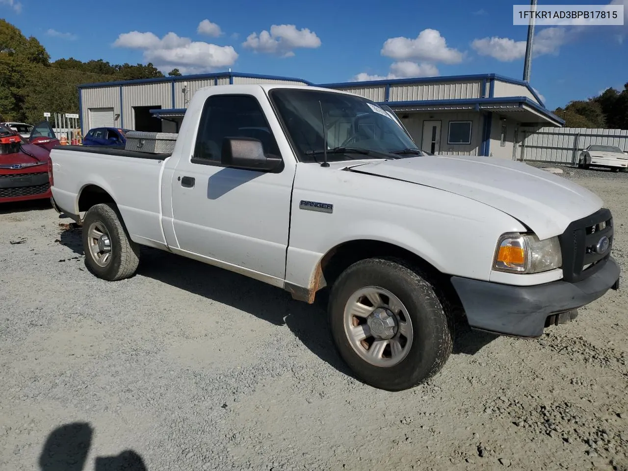 2011 Ford Ranger VIN: 1FTKR1AD3BPB17815 Lot: 78616194