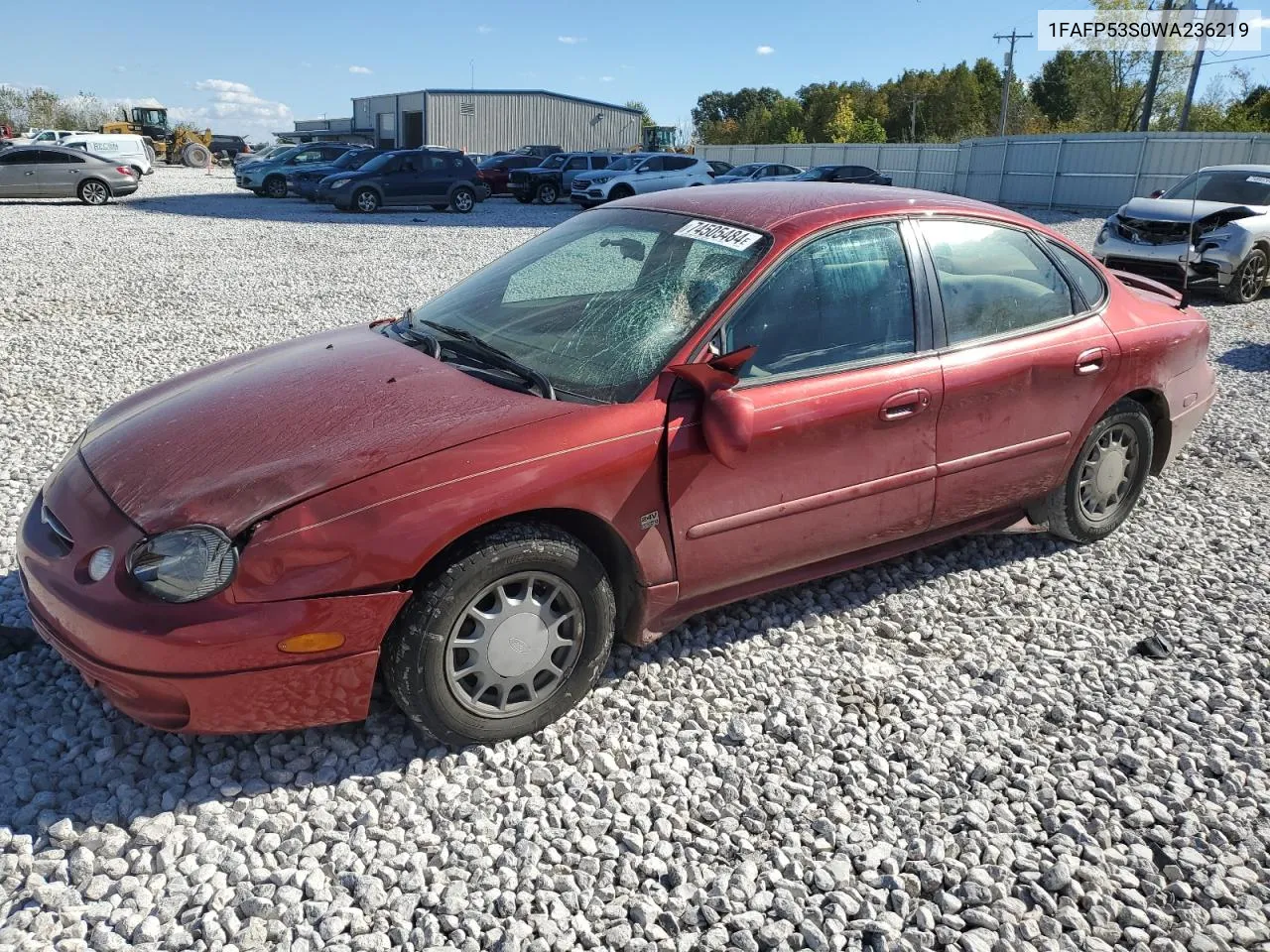 1998 Ford Taurus Se Comfort VIN: 1FAFP53S0WA236219 Lot: 74505484