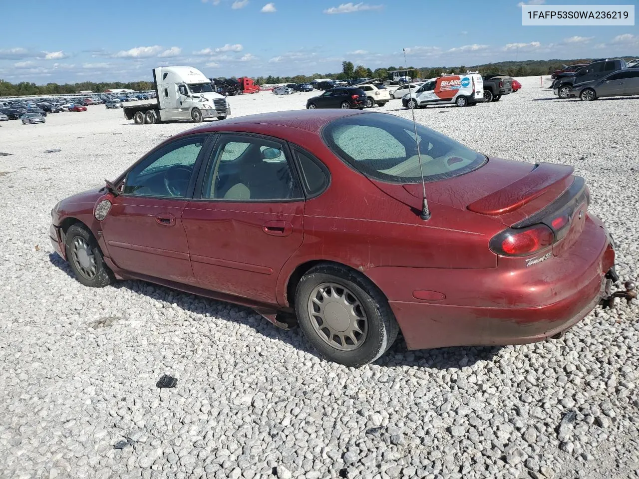 1998 Ford Taurus Se Comfort VIN: 1FAFP53S0WA236219 Lot: 74505484