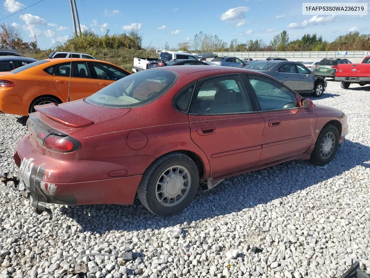 1998 Ford Taurus Se Comfort VIN: 1FAFP53S0WA236219 Lot: 74505484