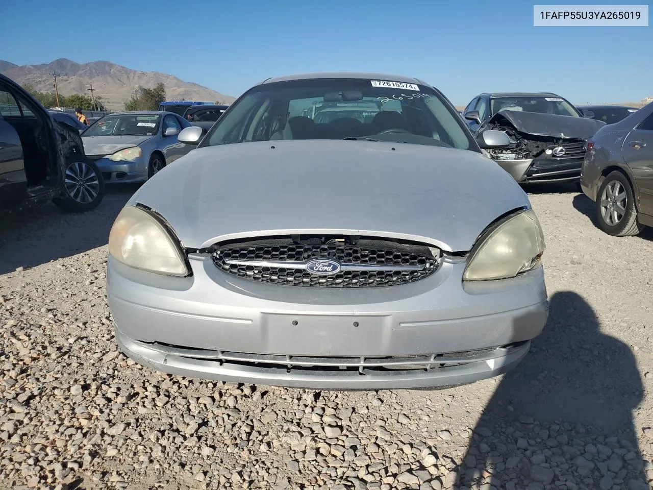 2000 Ford Taurus Ses VIN: 1FAFP55U3YA265019 Lot: 72615574