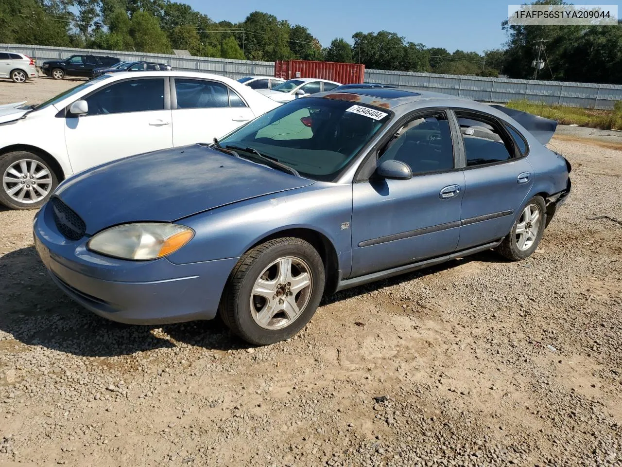 2000 Ford Taurus Sel VIN: 1FAFP56S1YA209044 Lot: 74346404