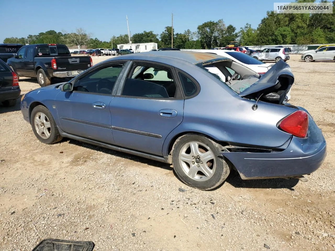 2000 Ford Taurus Sel VIN: 1FAFP56S1YA209044 Lot: 74346404