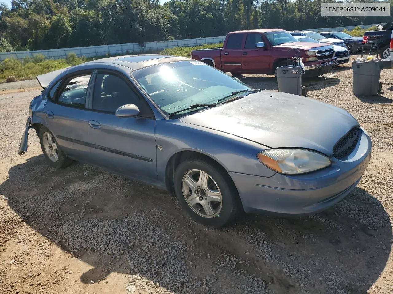 2000 Ford Taurus Sel VIN: 1FAFP56S1YA209044 Lot: 74346404