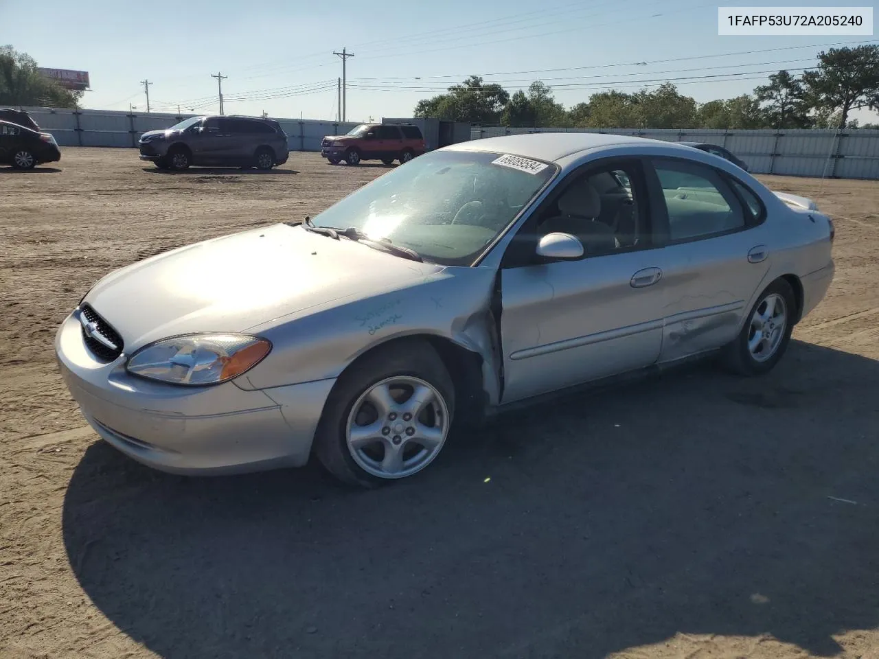 2002 Ford Taurus Se VIN: 1FAFP53U72A205240 Lot: 69089584