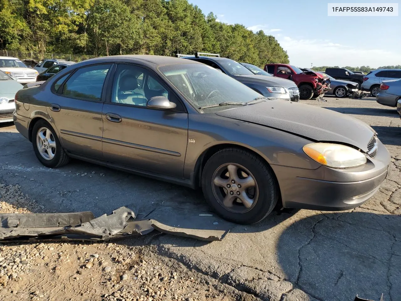 2003 Ford Taurus Ses VIN: 1FAFP55S83A149743 Lot: 74504984