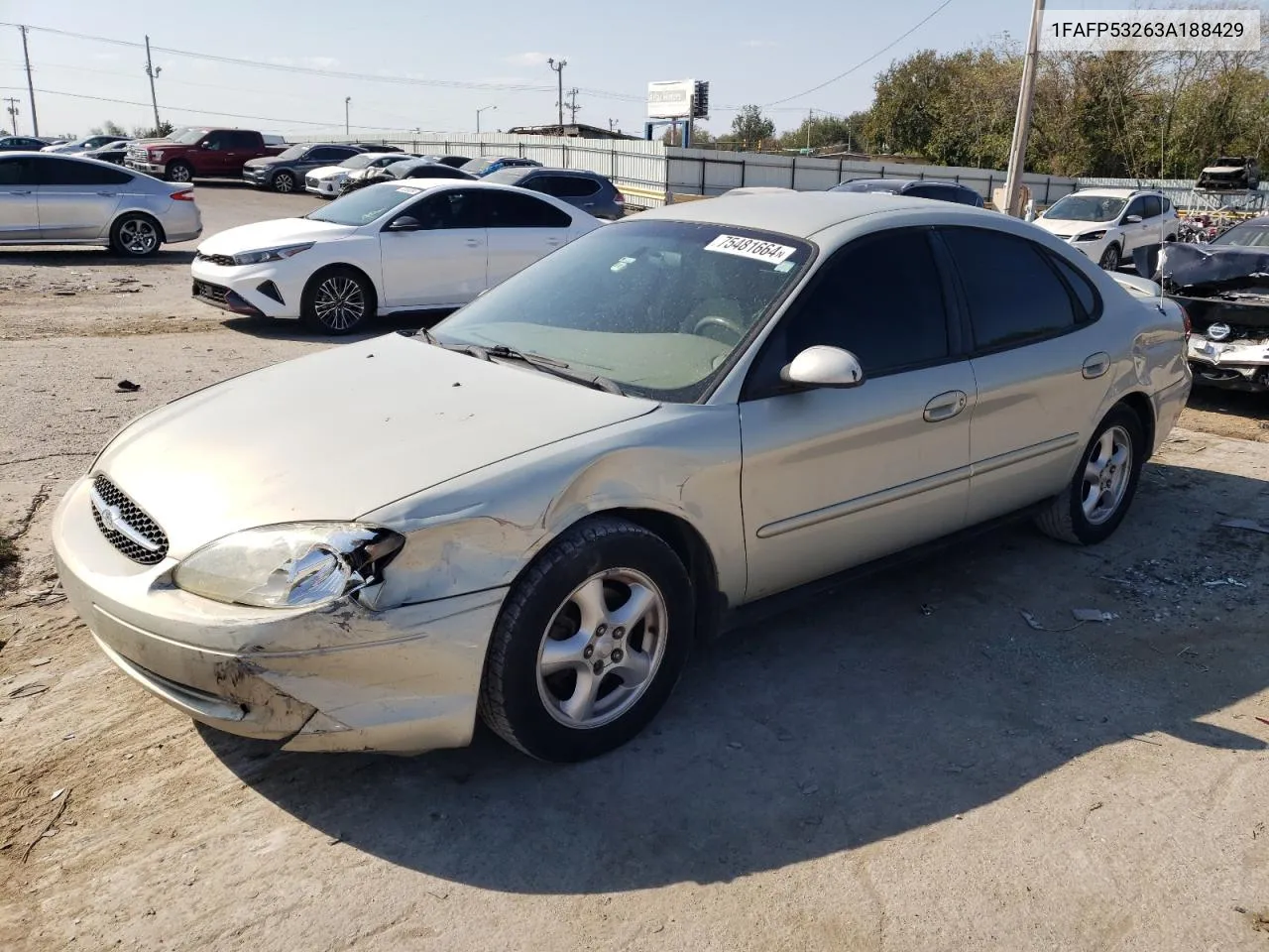 2003 Ford Taurus Se VIN: 1FAFP53263A188429 Lot: 75481664