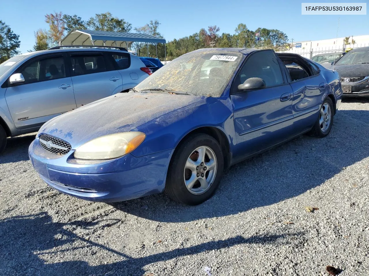 2003 Ford Taurus Se VIN: 1FAFP53U53G163987 Lot: 75677944