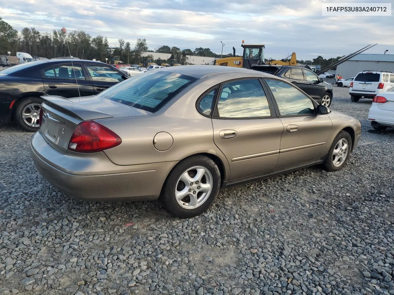 2003 Ford Taurus Se VIN: 1FAFP53U83A240712 Lot: 80375984