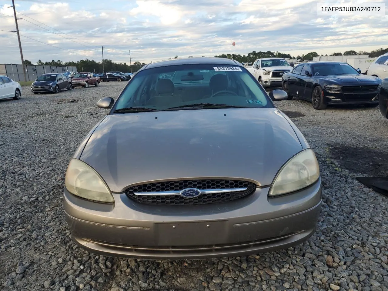 2003 Ford Taurus Se VIN: 1FAFP53U83A240712 Lot: 80375984