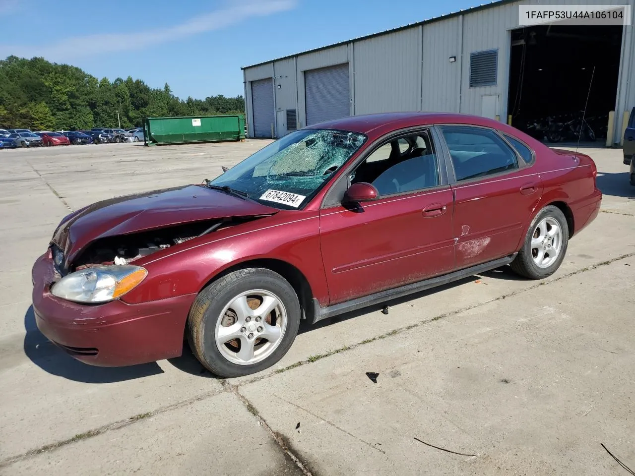 2004 Ford Taurus Se VIN: 1FAFP53U44A106104 Lot: 67842094