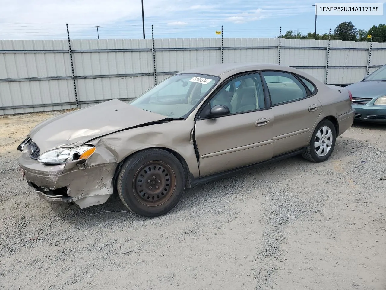 2004 Ford Taurus Lx VIN: 1FAFP52U34A117158 Lot: 71109314