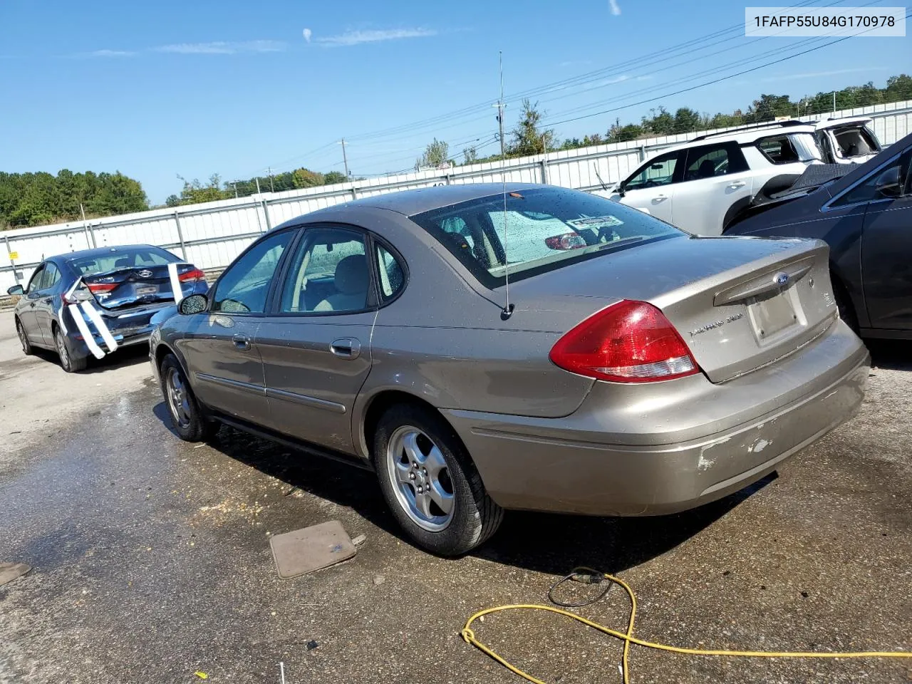 2004 Ford Taurus Ses VIN: 1FAFP55U84G170978 Lot: 74677894