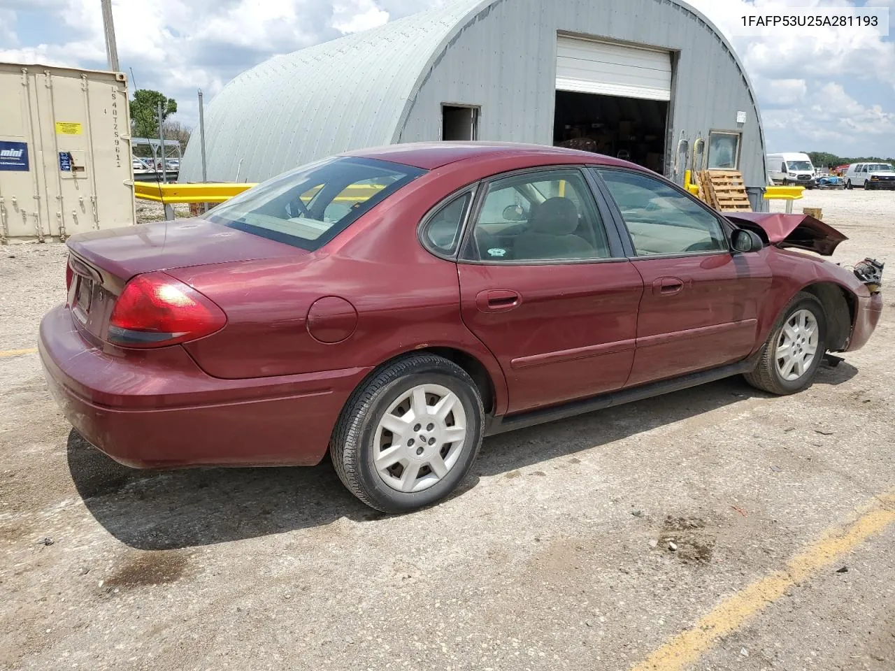 2005 Ford Taurus Se VIN: 1FAFP53U25A281193 Lot: 59771374