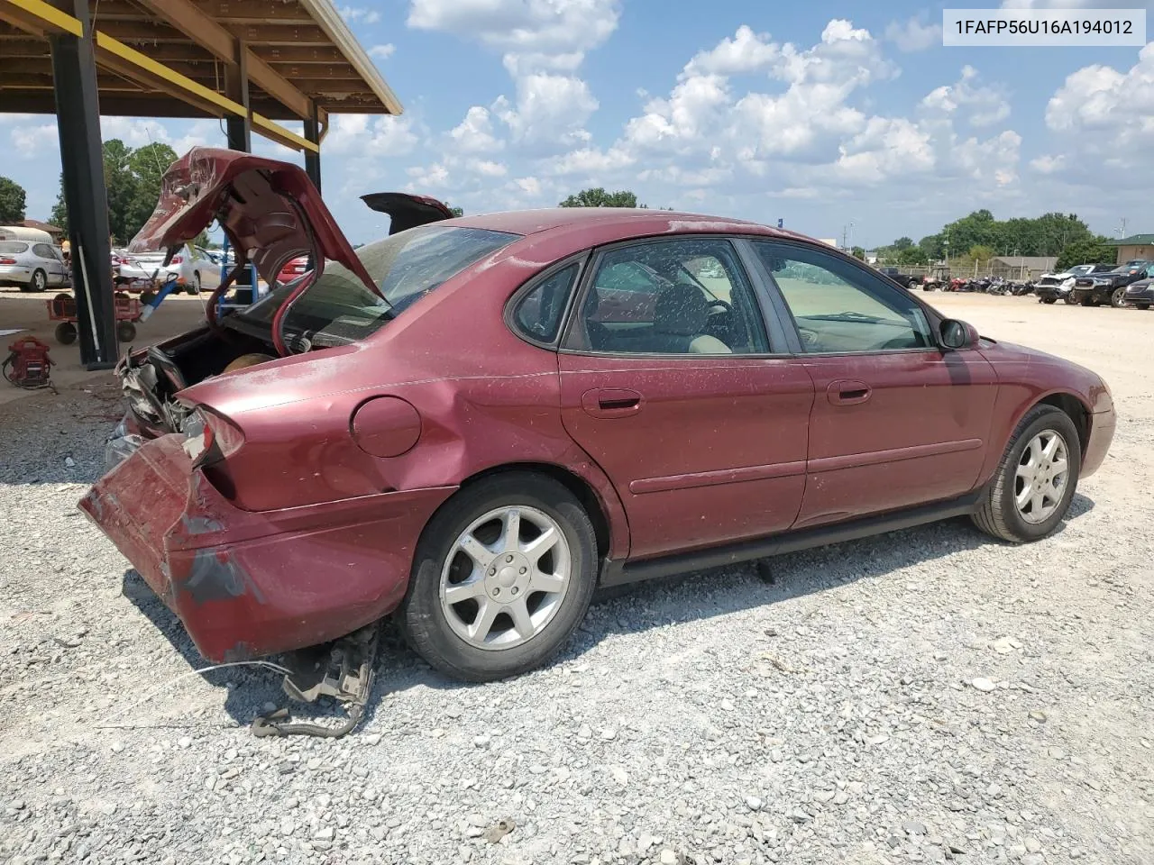 2006 Ford Taurus Sel VIN: 1FAFP56U16A194012 Lot: 68463384