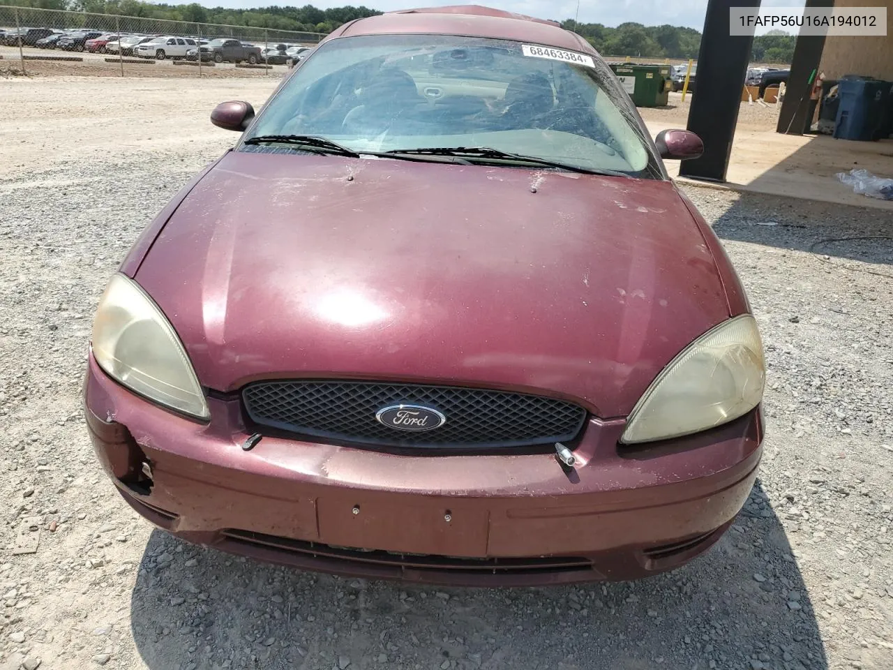 2006 Ford Taurus Sel VIN: 1FAFP56U16A194012 Lot: 68463384