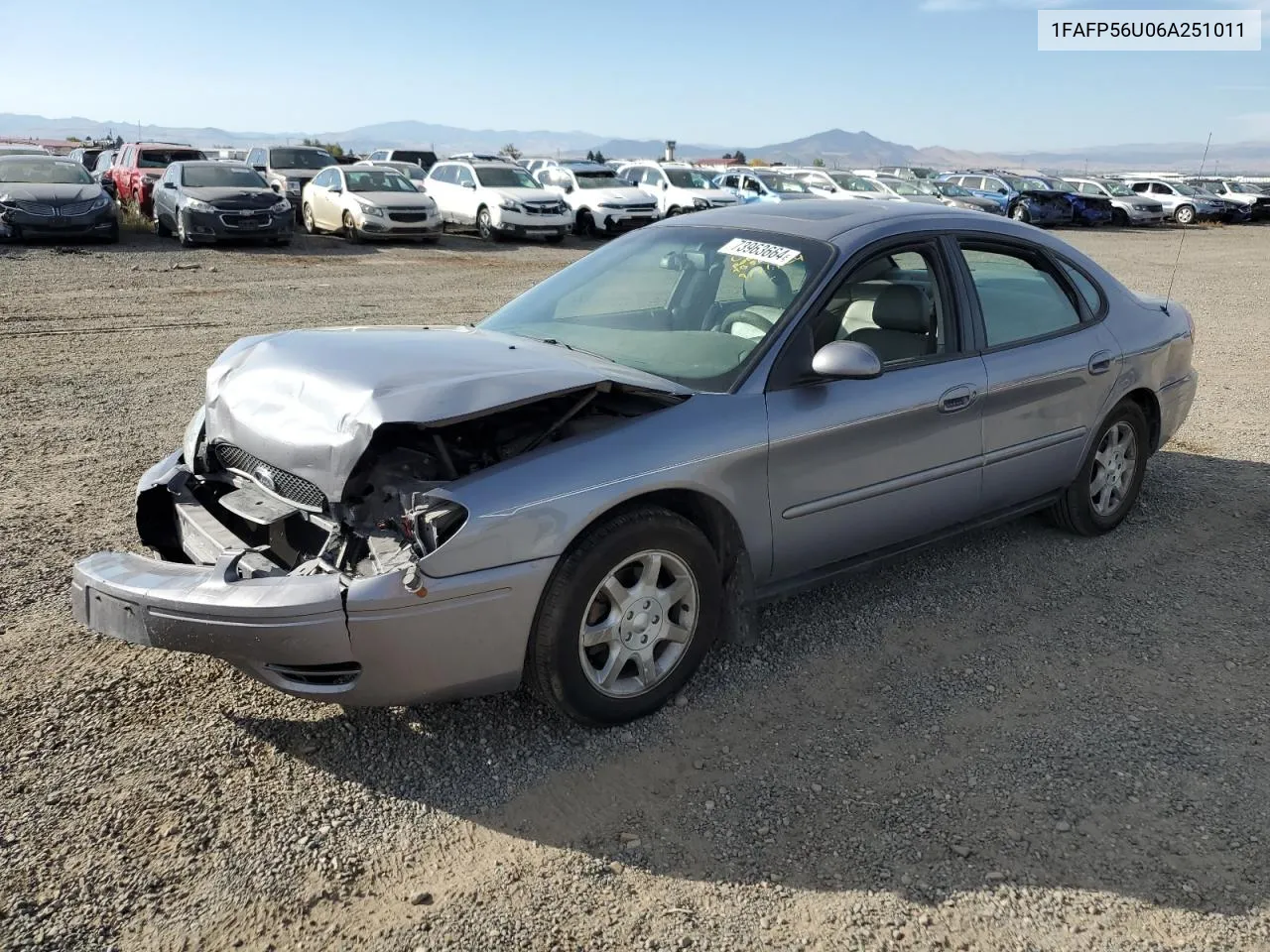 2006 Ford Taurus Sel VIN: 1FAFP56U06A251011 Lot: 73963664