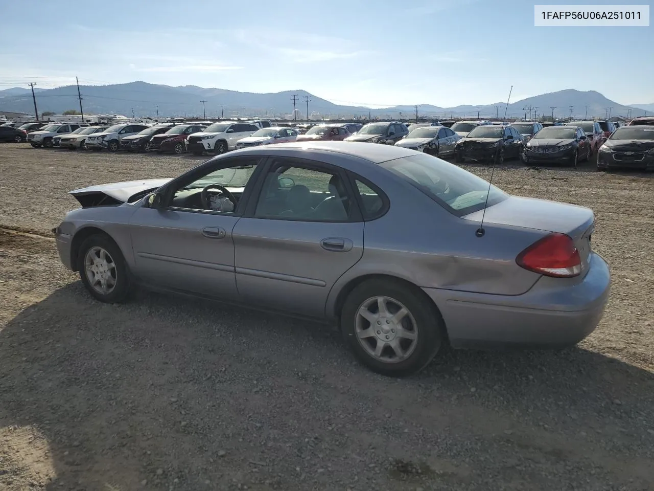 2006 Ford Taurus Sel VIN: 1FAFP56U06A251011 Lot: 73963664