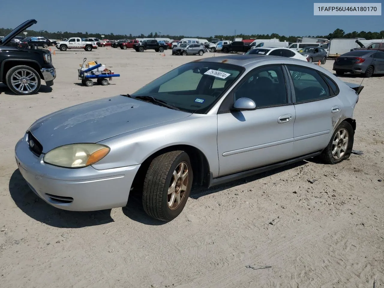 2006 Ford Taurus Sel VIN: 1FAFP56U46A180170 Lot: 75768074