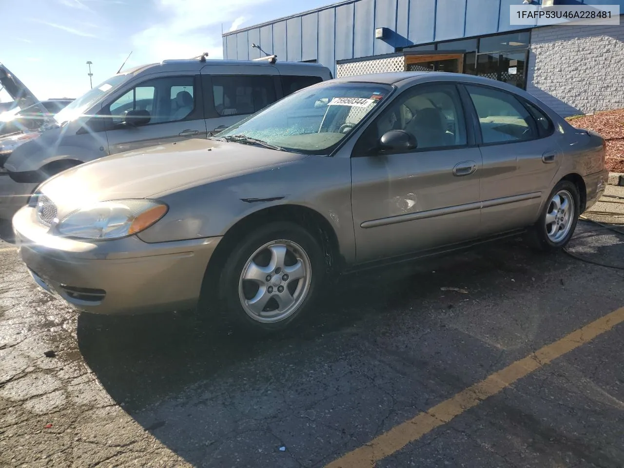 2006 Ford Taurus Se VIN: 1FAFP53U46A228481 Lot: 75950344