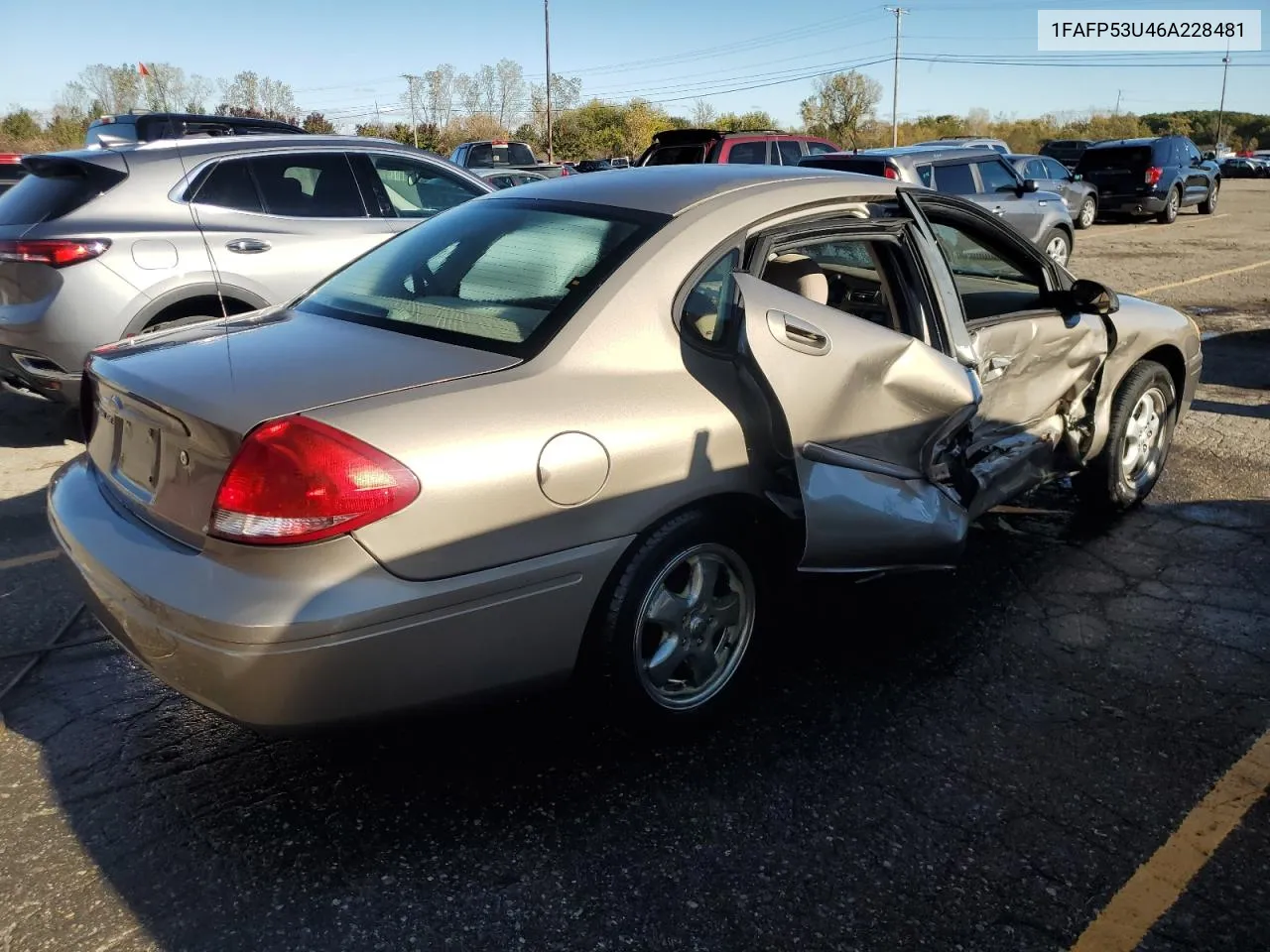 2006 Ford Taurus Se VIN: 1FAFP53U46A228481 Lot: 75950344