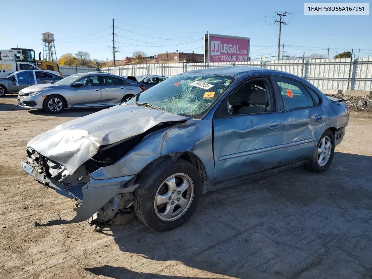 2006 Ford Taurus Se VIN: 1FAFP53U56A167951 Lot: 78982034