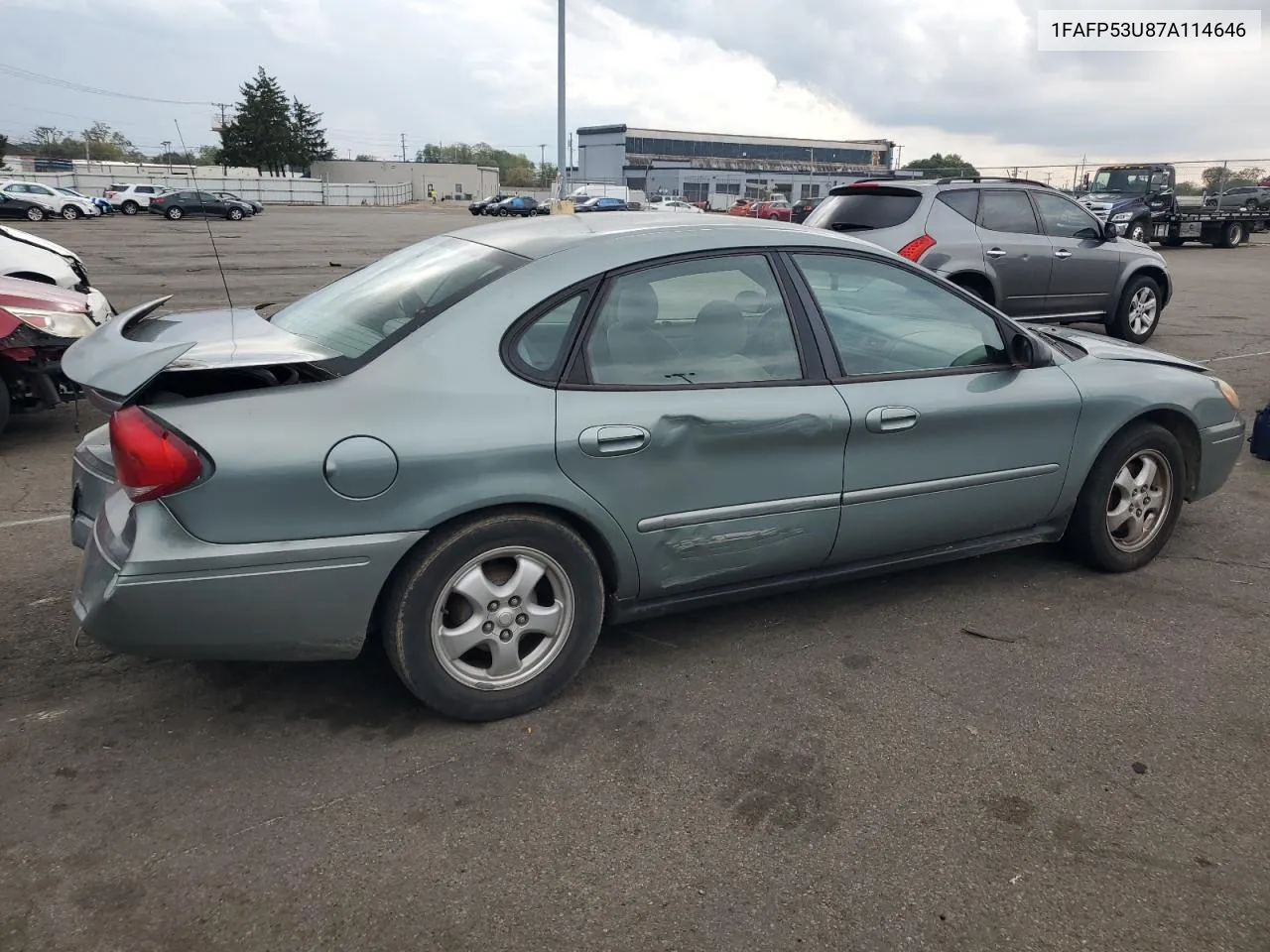 2007 Ford Taurus Se VIN: 1FAFP53U87A114646 Lot: 72784244