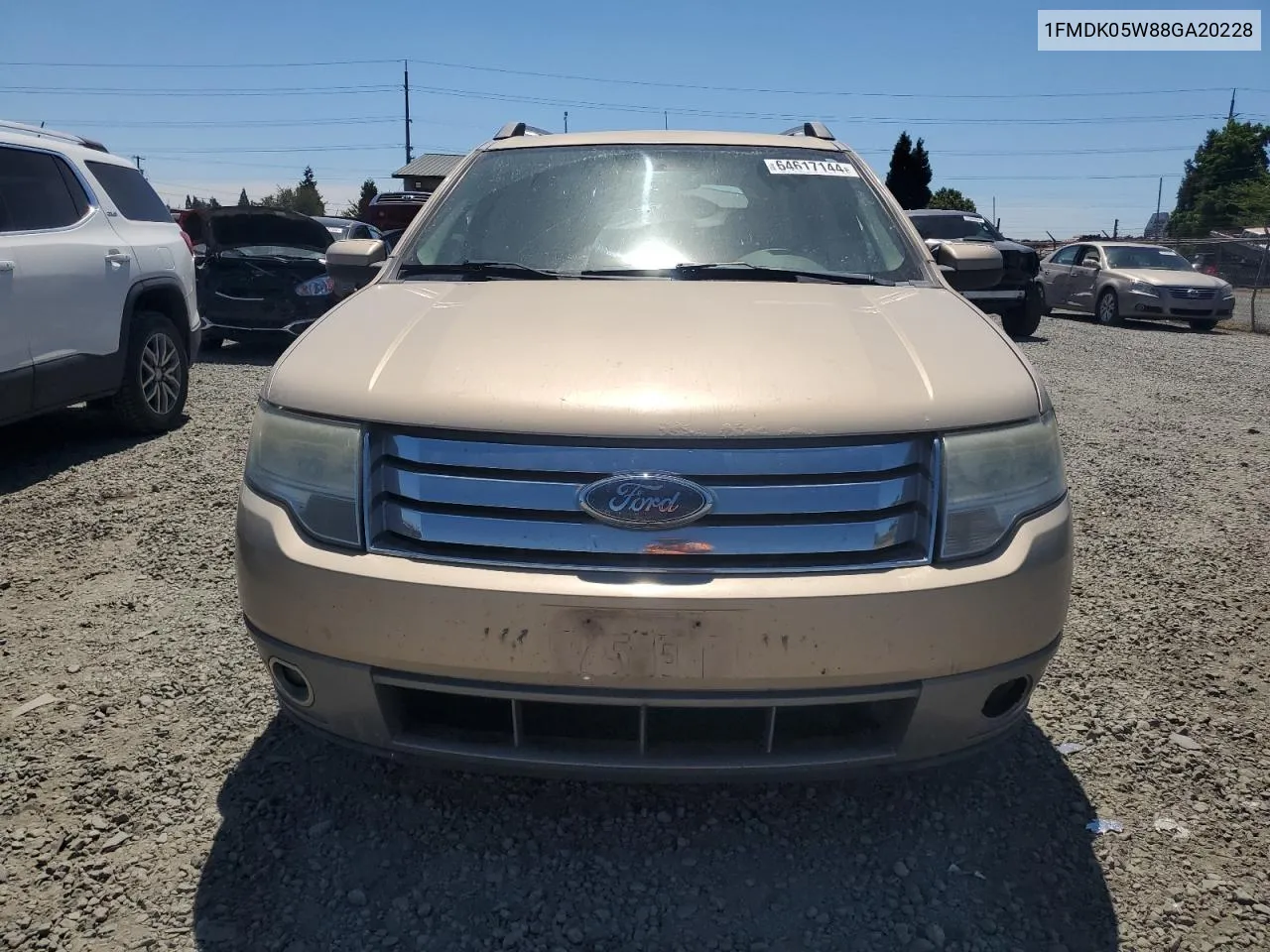 2008 Ford Taurus X Sel VIN: 1FMDK05W88GA20228 Lot: 64617144