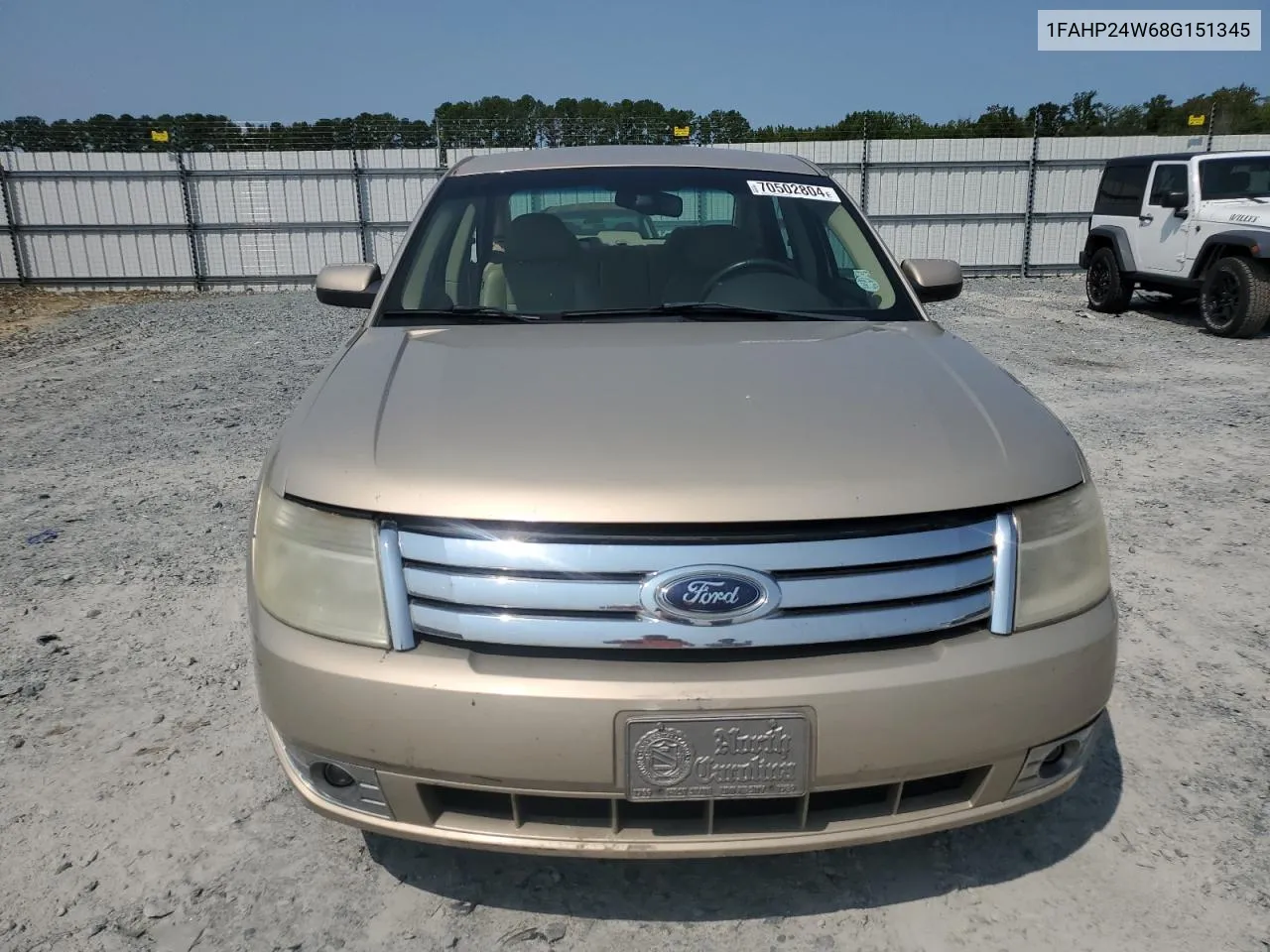 2008 Ford Taurus Sel VIN: 1FAHP24W68G151345 Lot: 70502804