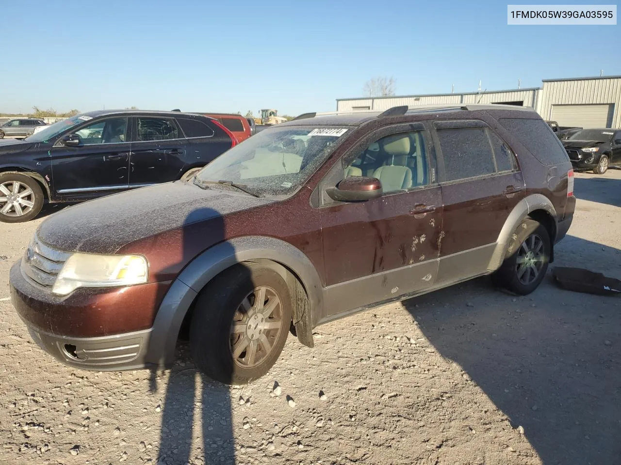 2009 Ford Taurus X Sel VIN: 1FMDK05W39GA03595 Lot: 76872774