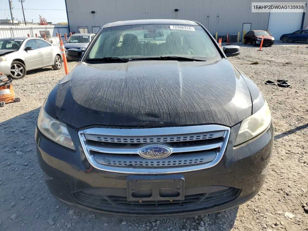 2010 Ford Taurus Se VIN: 1FAHP2DW0AG135938 Lot: 72996314